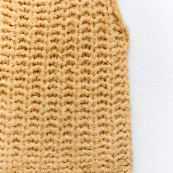 Chunky Knitted Cropped Mustard Wool Blend Sweater By Zara - Picture 7 of 12